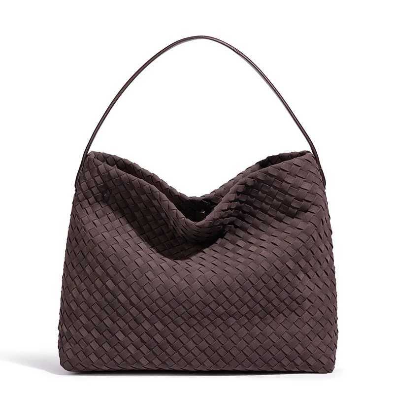 Woven tote bag large-capacity commuter handbag versatile single-shoulder underarm bag crossbody bucket bag C251115