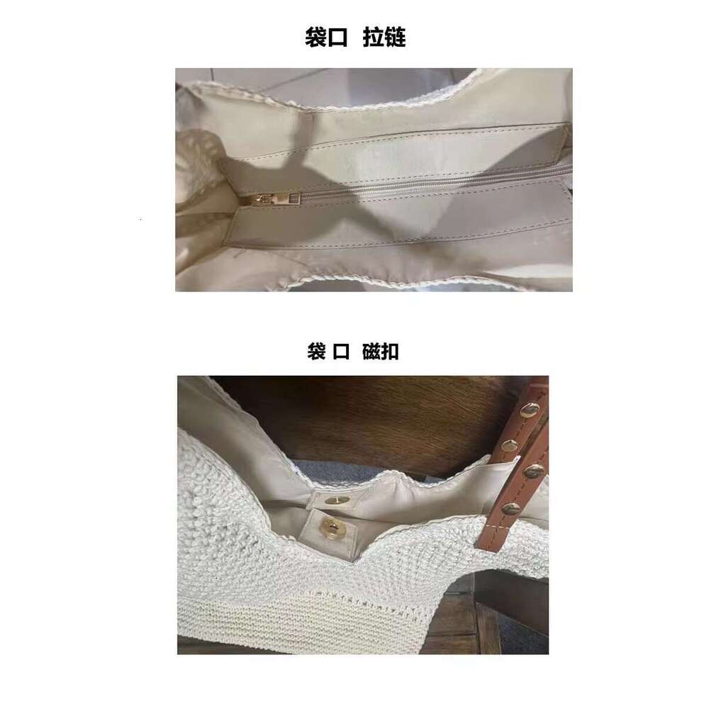 Handmade Beach Bag Leisure High-Capacity Single Shoulder Cotton Woven New Hollow Mesh Tote Seaside Vacation Beach Bag, Women's Bag Kq2