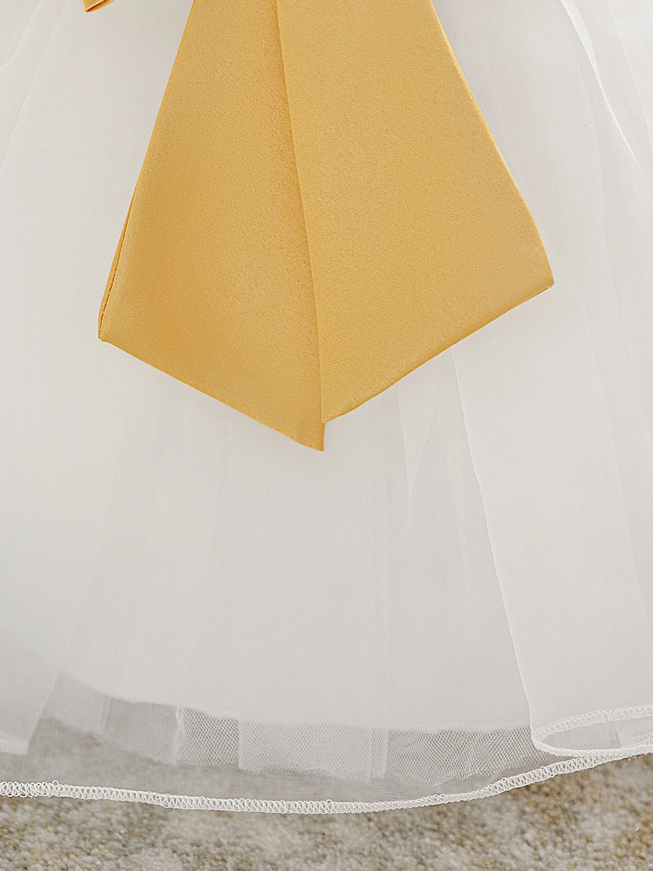 Infant Bow Baptism Party Girls Dress Elegant Baby 1st Birthday Wedding Princess Costume Kids White Bridesmaids Christening Dress 250415