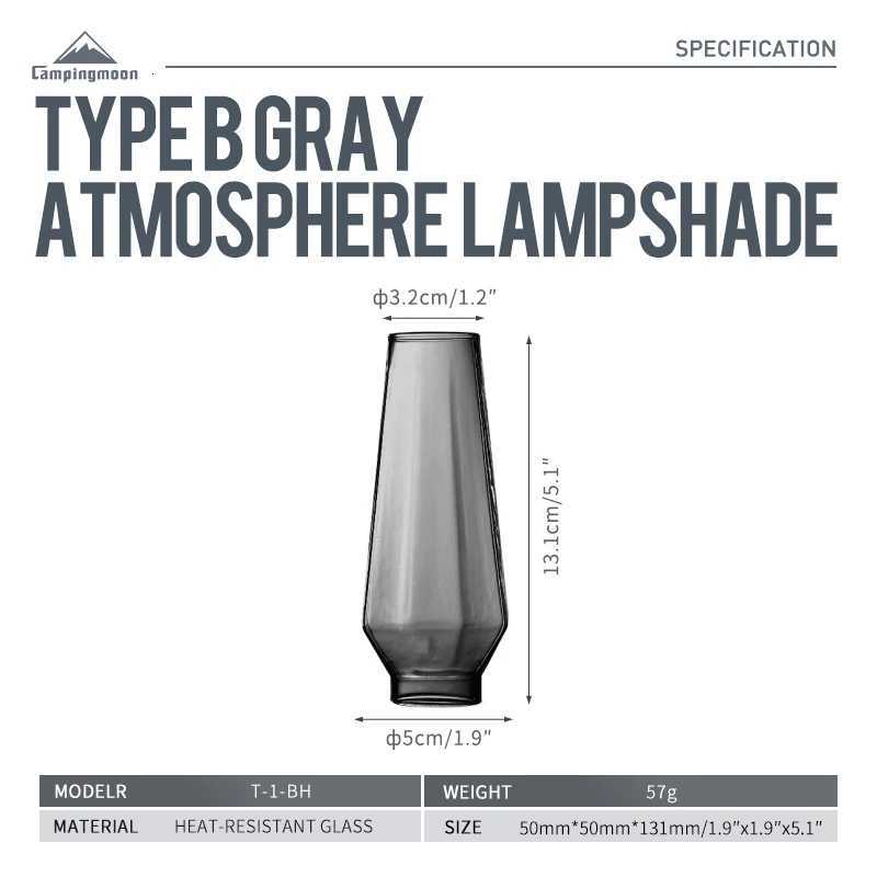 CAMPINGMOON T-1-BK High Temperature Camping Glass Lamp Durable Gas Lantern Shade Outdoor Camping lampshade M251115