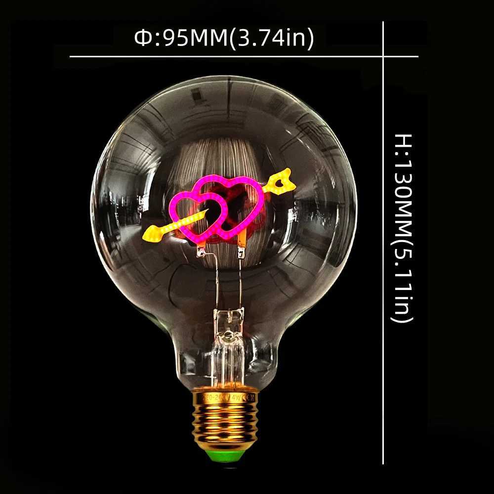 TIANFAN Vintage Edison Led Bulb Big Globe G95 Heart Cupids Arrow 3W Dimmable 110V 220V E26 E27 Specialty Decorative Light Bulb C251115