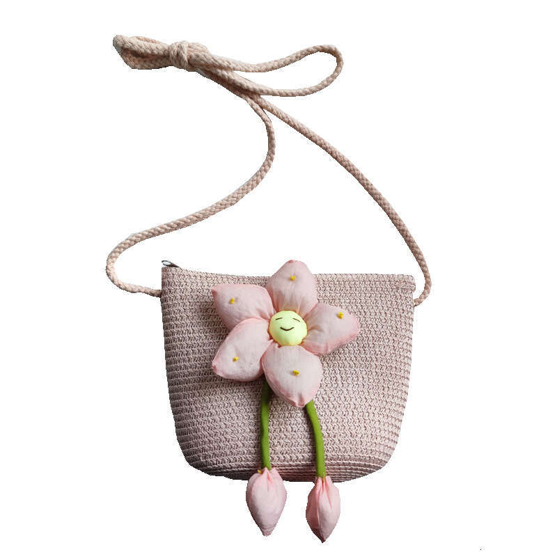 Handmade Beach Bag Little Summer Woven Straw Cute Children's Mobile Phone Bag, 2025 New Stylish Girl's Crossbody Bag Kq2