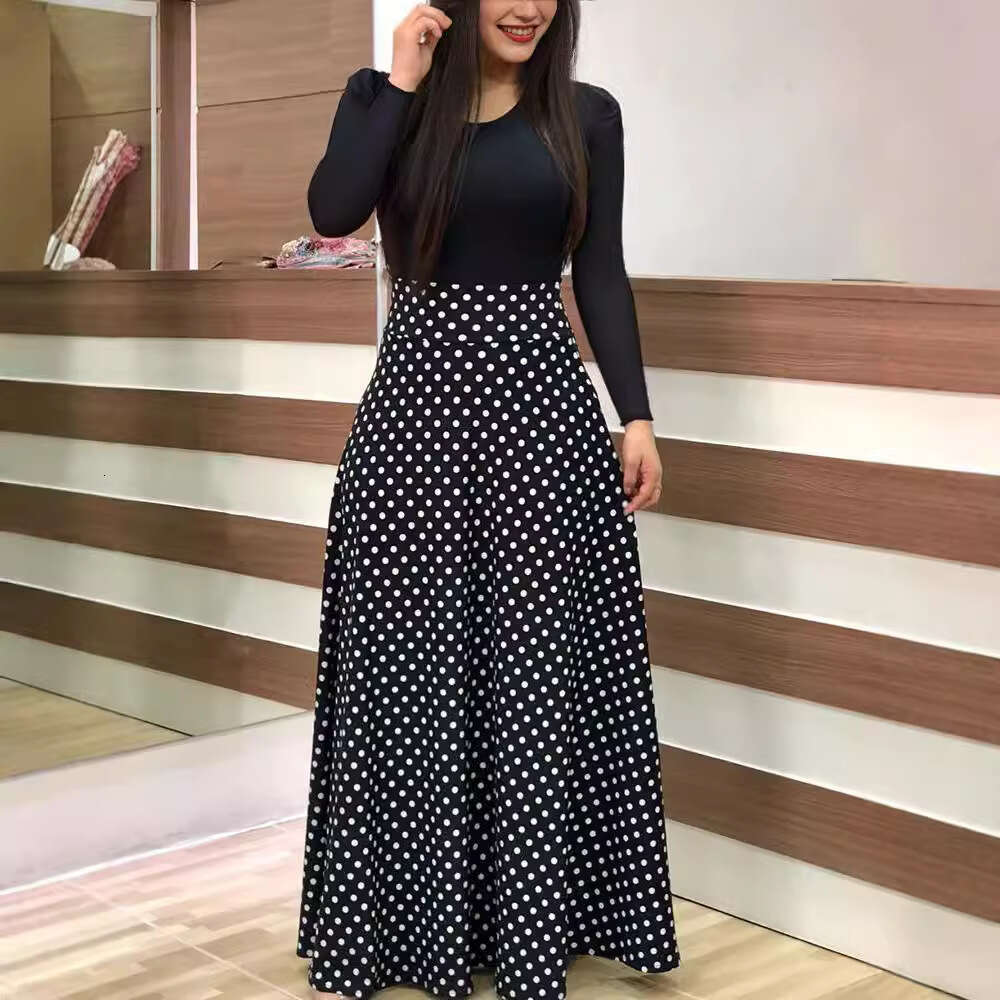 2025 Style Floral Print Color Blocked Long Sleeved Dress Short Skirt Women's Clothing