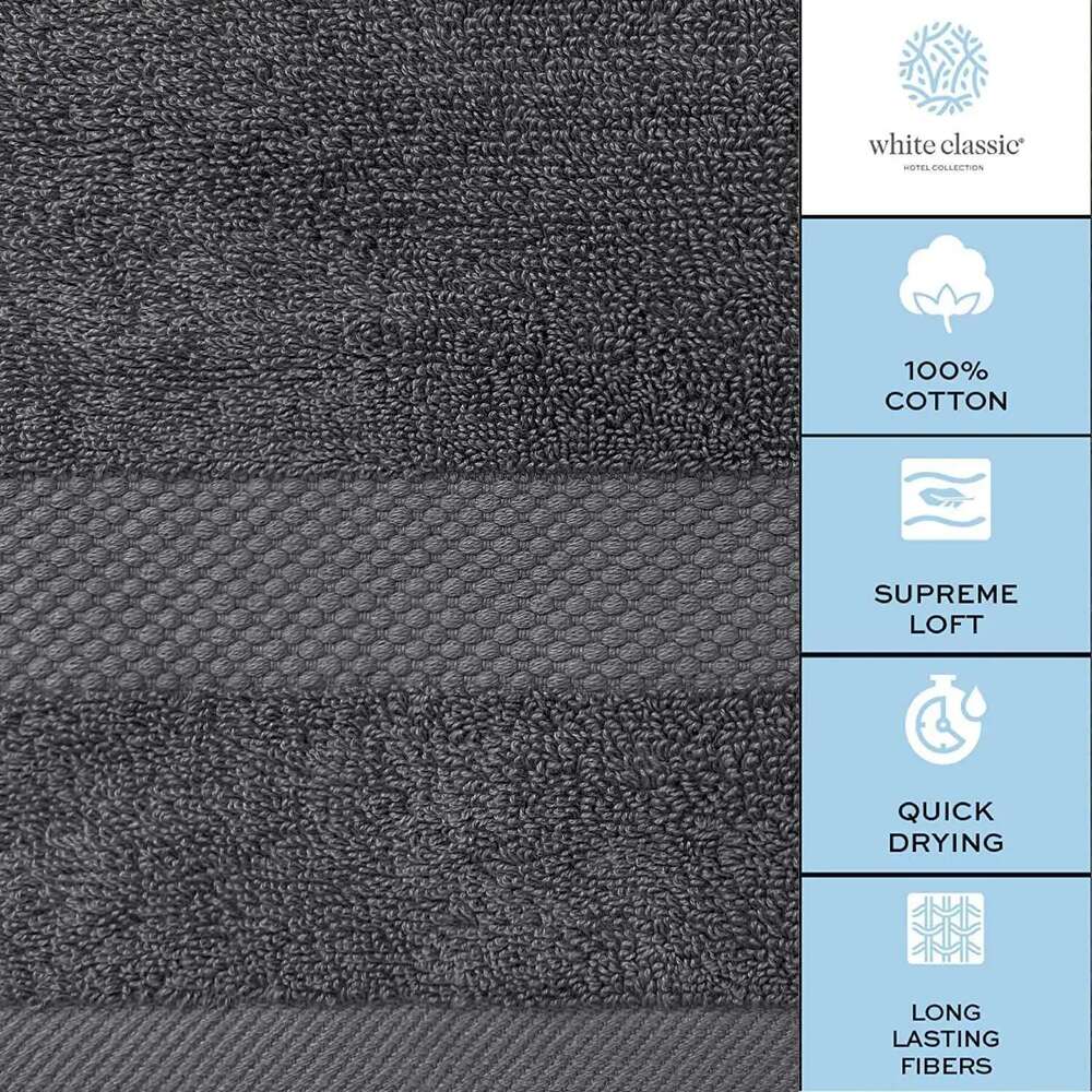 Soft Sheet 650 GSM Cotton Bath Towels Extra Large 35X70 Inch Highly Absorbent And Quick Dry Dark Grey
