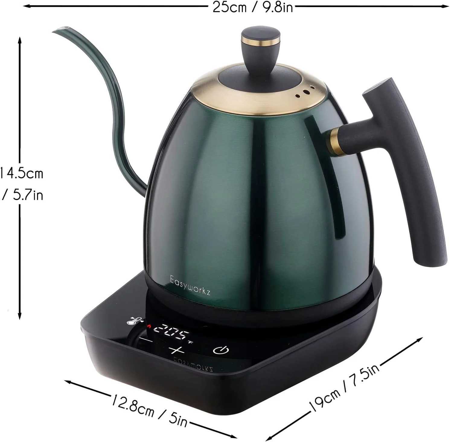 Easyworkz US-grade plug temperature-controlled quick-heating electric gooseneck coffee pot stainless steel hand-drip teapot Y251114