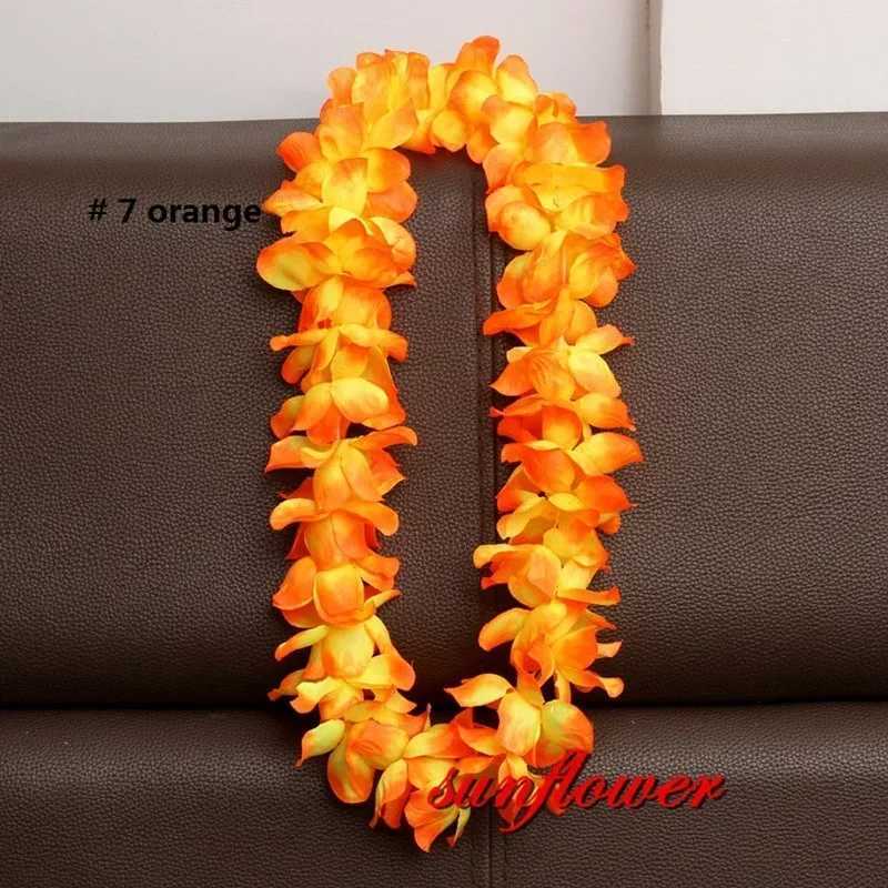 Hawaiian Flower Necklace Leis Artificial Garland Hawaii Beach Party Decoration Fancy Dress Luau Wedding Birthday CosplayM251115