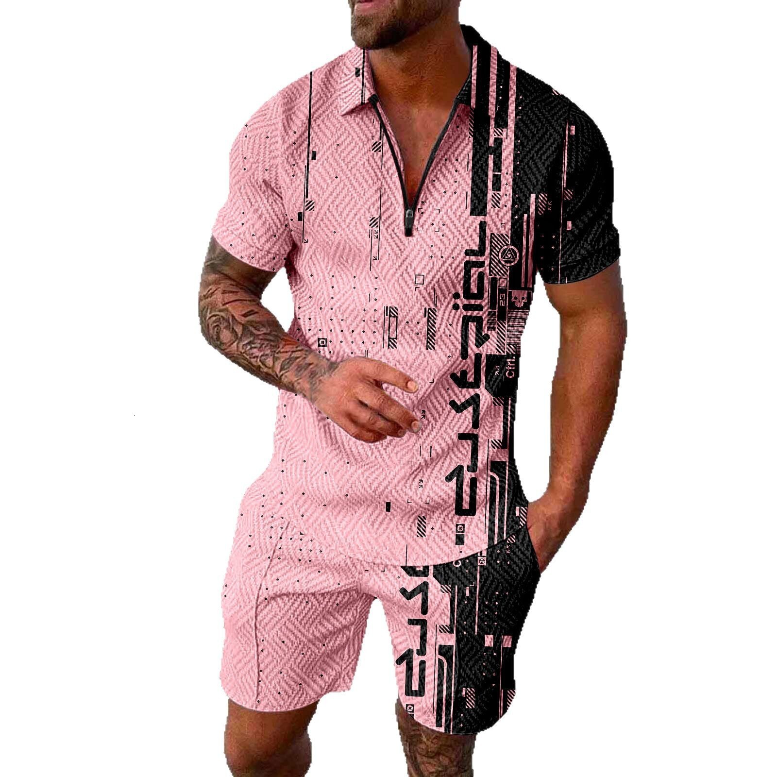 Hot selling summer POLO short sleeved shorts two-piece sports and casual men's set