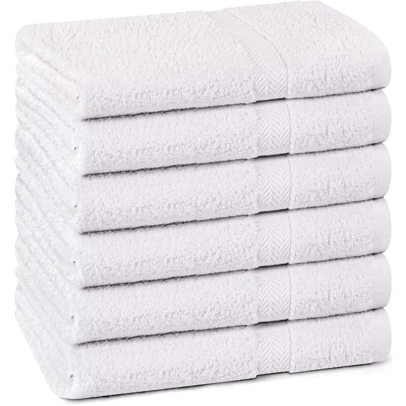 100% Cotton White 6 Pack Medium Bath Towel Set, Quick Dry, Super Absorbent, Light Weight, Soft Feel, Premium Towels For Hotel