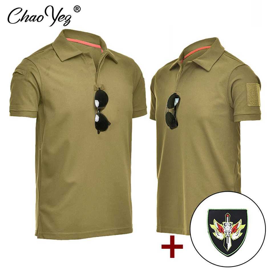 Mens tactical polo T-shirt military combat T-shirt quick dry T-shirt outdoor hunting cam hiking O-neck lapel short Seve W250415