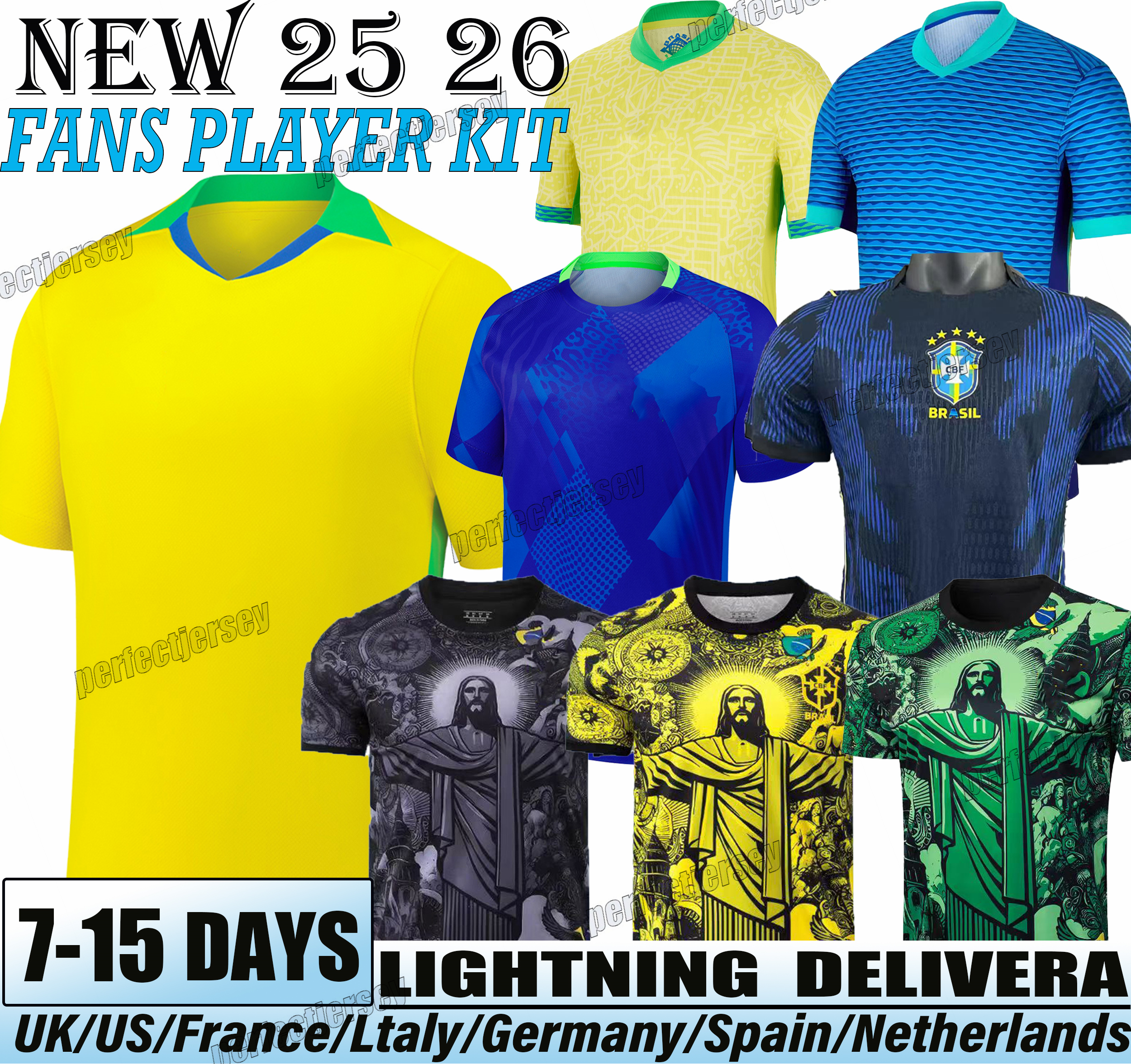 24 25 26 Brazil Soccer Jerseys Vini. Jr #7 Rodrygo #10 Bruno.G#8 Gabriel #3 Cunha #21 Martinelli #22 Carlos #24 Jerseys Brazil tracksuit kit kids Football Shirt