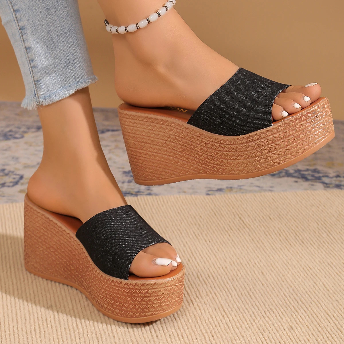 Women Platform Outdoor Beach Wedges Slippers Summer Comfortable Minimalist Sandals Sexy Slippers Women Slides Women 250411
