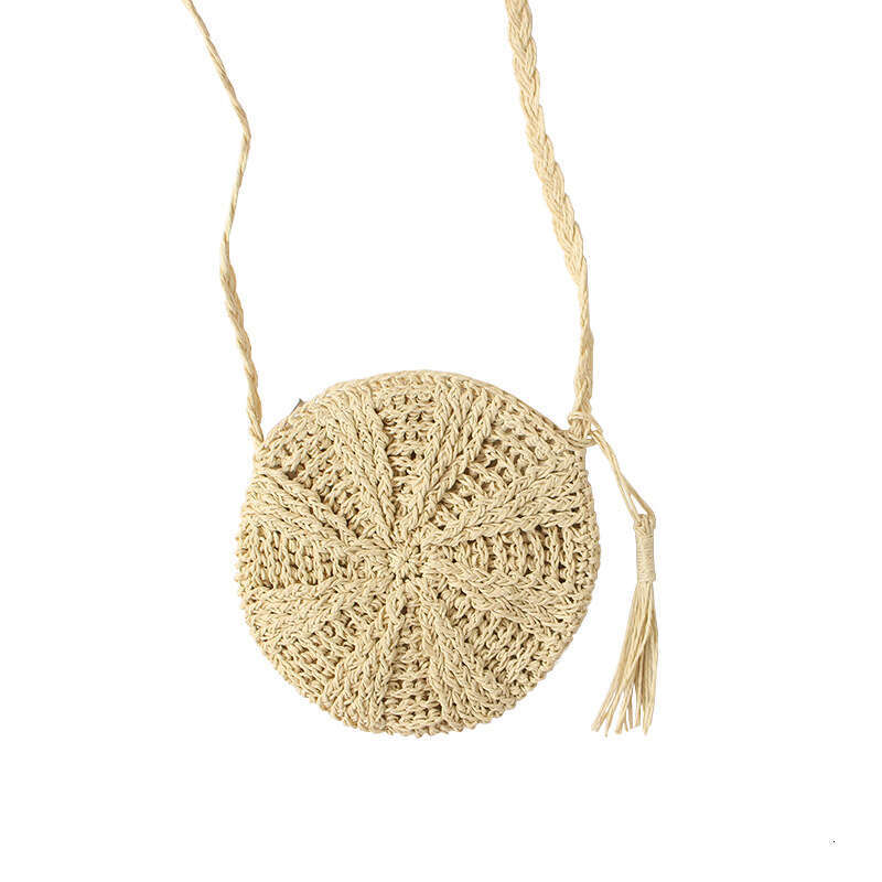 Handmade Beach Bag Straw Bag New Product, Single Shoulder Crossbody Beach Woven Round Small Bag, Japanese And Korean Women's Artistic Simplicity 
