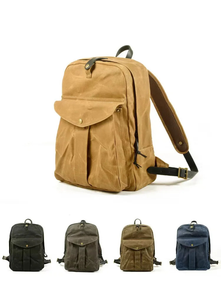 Retro backpack outdoor large capacity travel backpack waterproof canvas decal leather hiking bag 250410