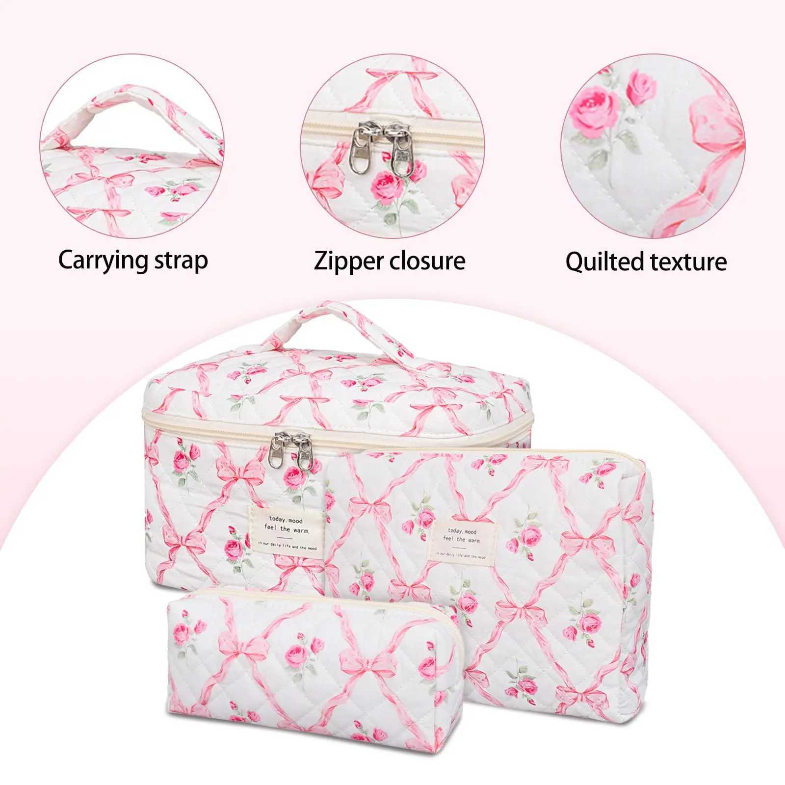 Fi Retro Flower Womens Makeup Bag Cott Handbag Portable Womens Cosmetics Storage Handbag Travel Organizer Zipper Quilt Cover BagXJ250415