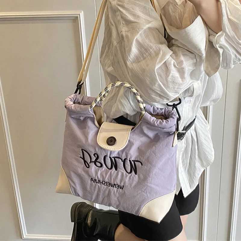 2025 Embroidered Monogram Tote Bag Korean Inspired Shoulder Purse for Women Spacious Crossbody Bag Spring Summer EssentialW251115