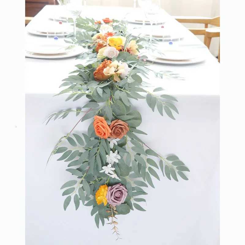 Mori Outdoor Wedding Long Table Flower Sign-in Table Vine Arch Flower Simulation Wedding Photo Props Banquet DecorationM251115