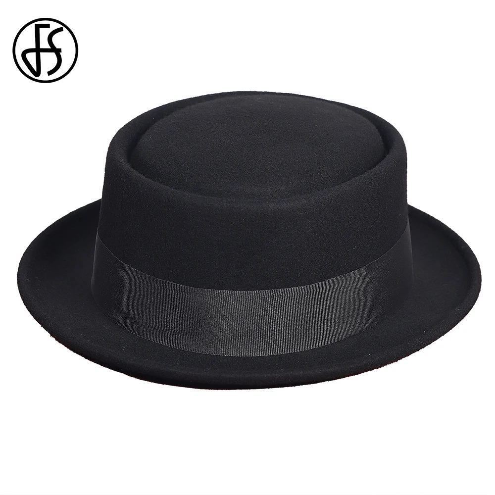 Wool Felt Pork Pie Fedora Hats For Men Women With Ribbon Dome And Flat Brim Fedora Hat Church Jazz Panama Caps Gentlemen Hat 250407