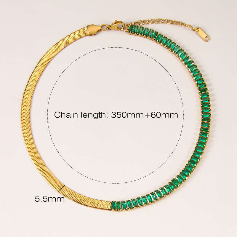 Fashionable ins stainless splicing zircon gold-plated titanium steel blade necklace collarbone chain