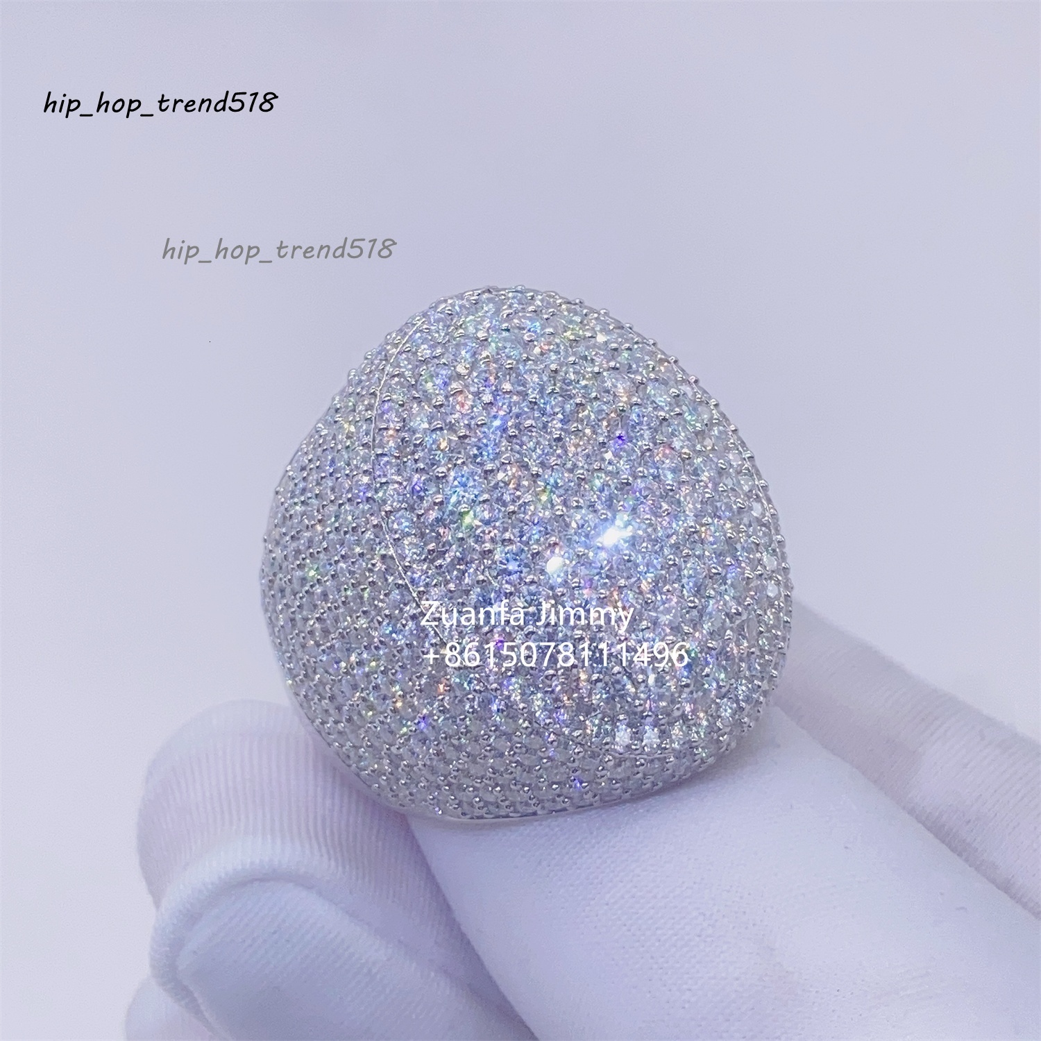 Pass Diamond Tester Iced Out VVS1 Moissanite Rapper Jewelry Cool Pinky Man Rings Hip Hop Men White Gold Plated Diamond Ring