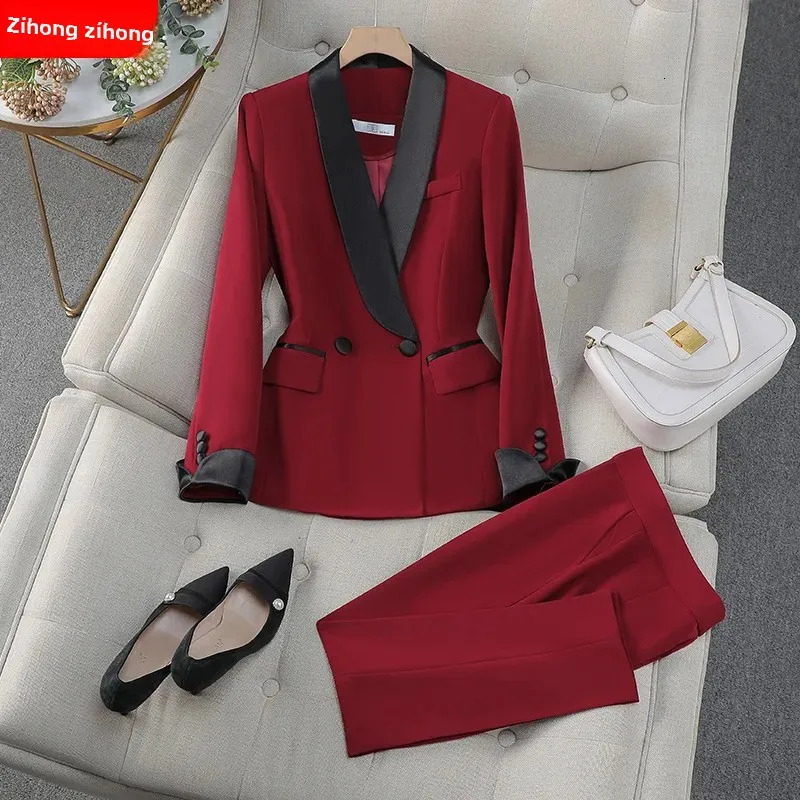 Zihong Sensitivity Professional Suit Jacket Red Manager Hosts Spring and Autumn Annual Meetings Dry Running Formal Dress 250409