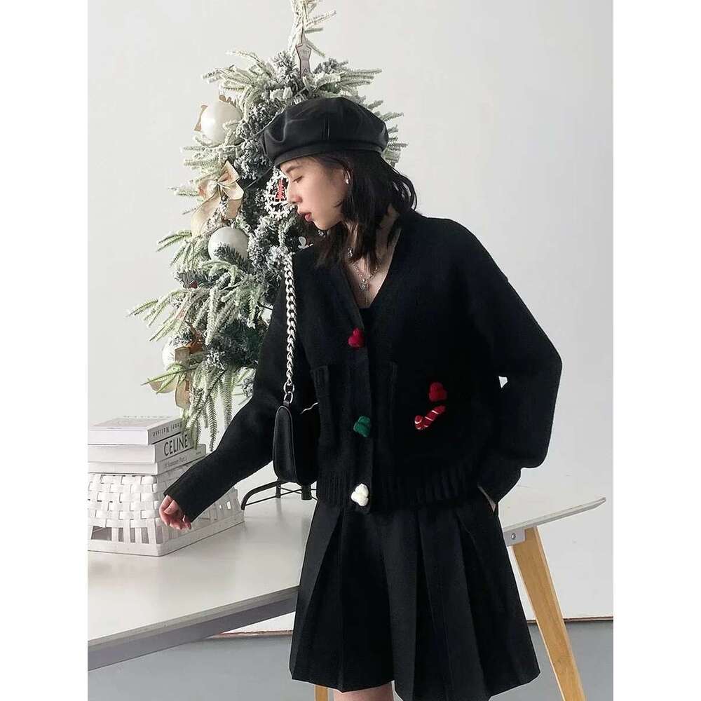 Designer Clothes CHIC VEN Korean Women's Cardigan V-Neck Loose Casual New Knitted Sweaters Soft Female Jumpers Party Autumn Winter 2023