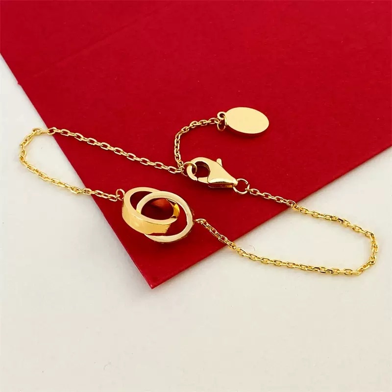 classic Designer Bracelets Bangle 18K Gold Plated Stainless steel Double-ring bracelet Lovers Gift Cuff Chain Women Bracelet for Birthday Gift