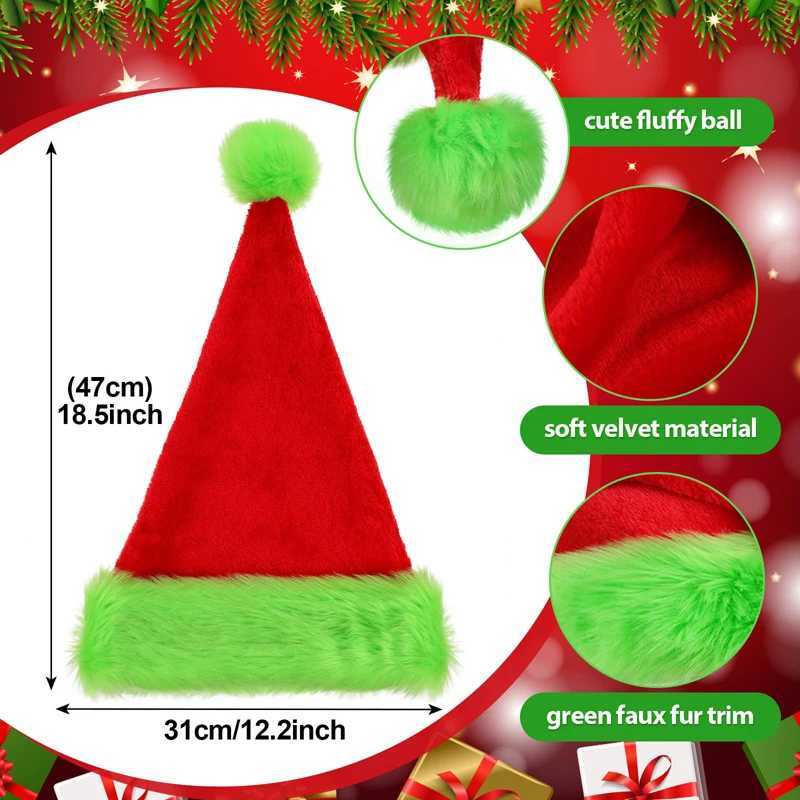 1pc Santa Claus hat Christmas hat unisex furry Santa hat with comfortable lining plush brim suitable for women and men Y251115