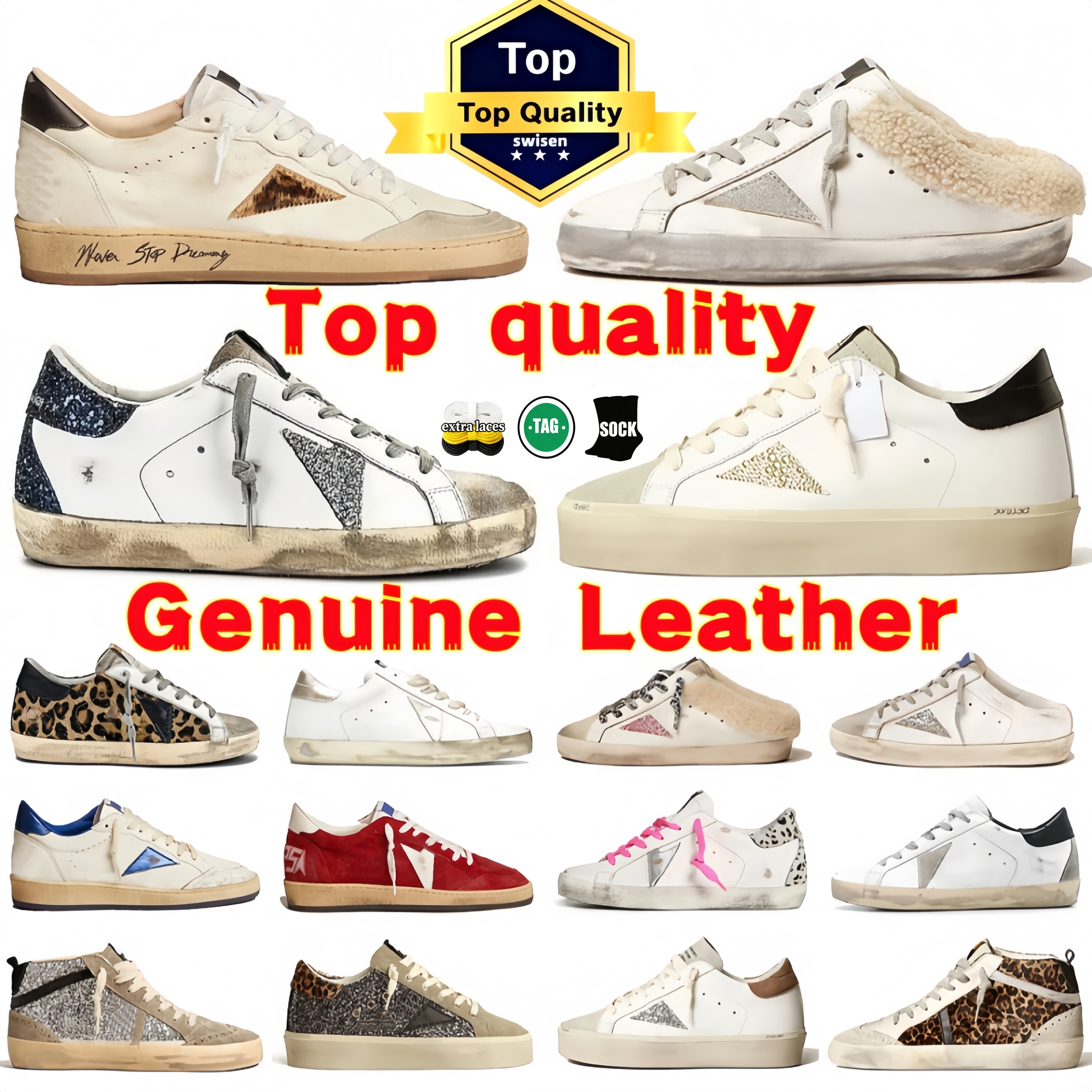 Top quality Super-Star Designer old sneaker goos high shoes for women suede sequined leopard print white doold dirty classic Stars casual shoe