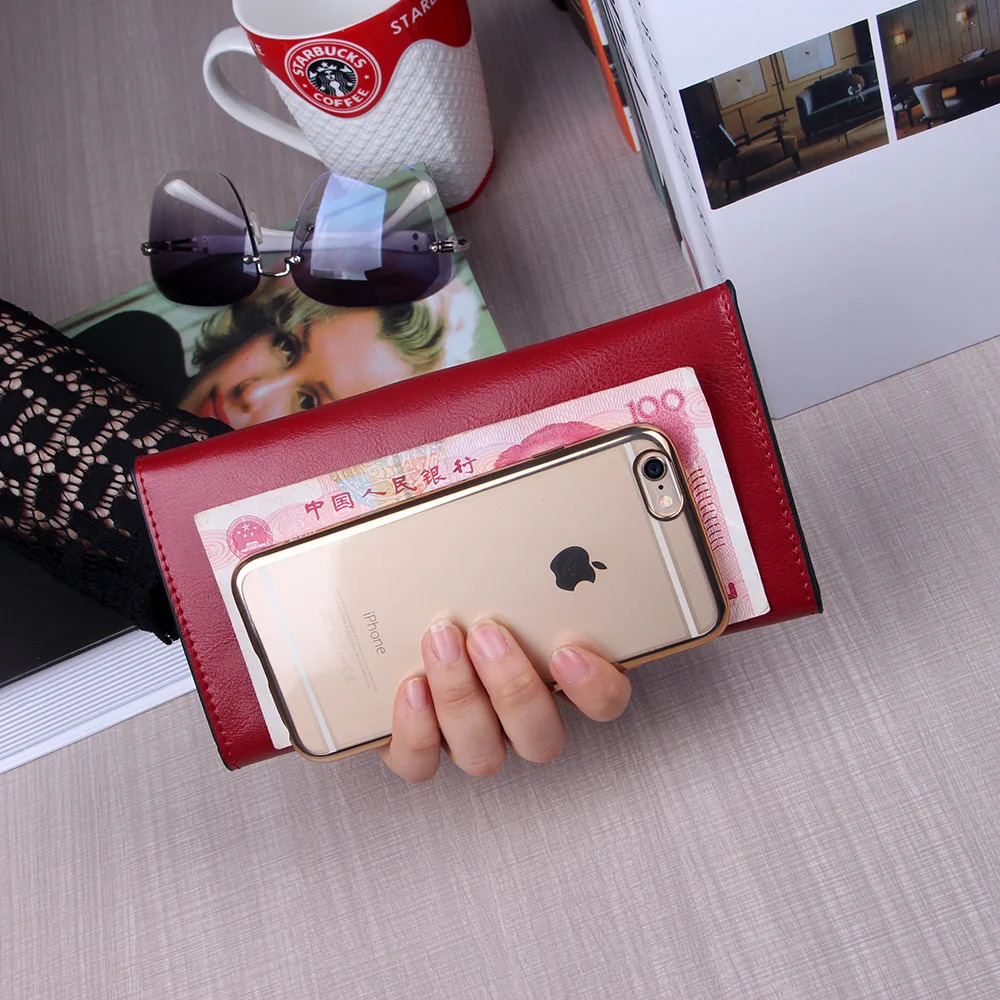 NIGEDU genuine leather womens wallet ultra-thin wallet denim multi card clip clutch bag fashionable standard wallet 250410