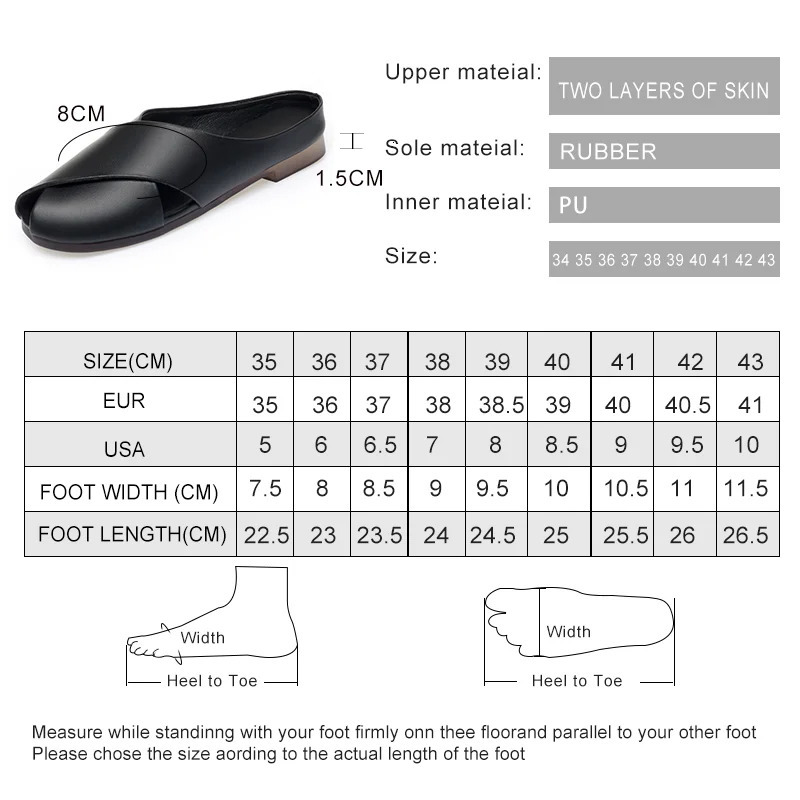 AIYUQI Slippers Women Summer Outer Wear Genuine Leather Closed Toe Women Slippers Large Size Non-slip Slippers For Women 250411