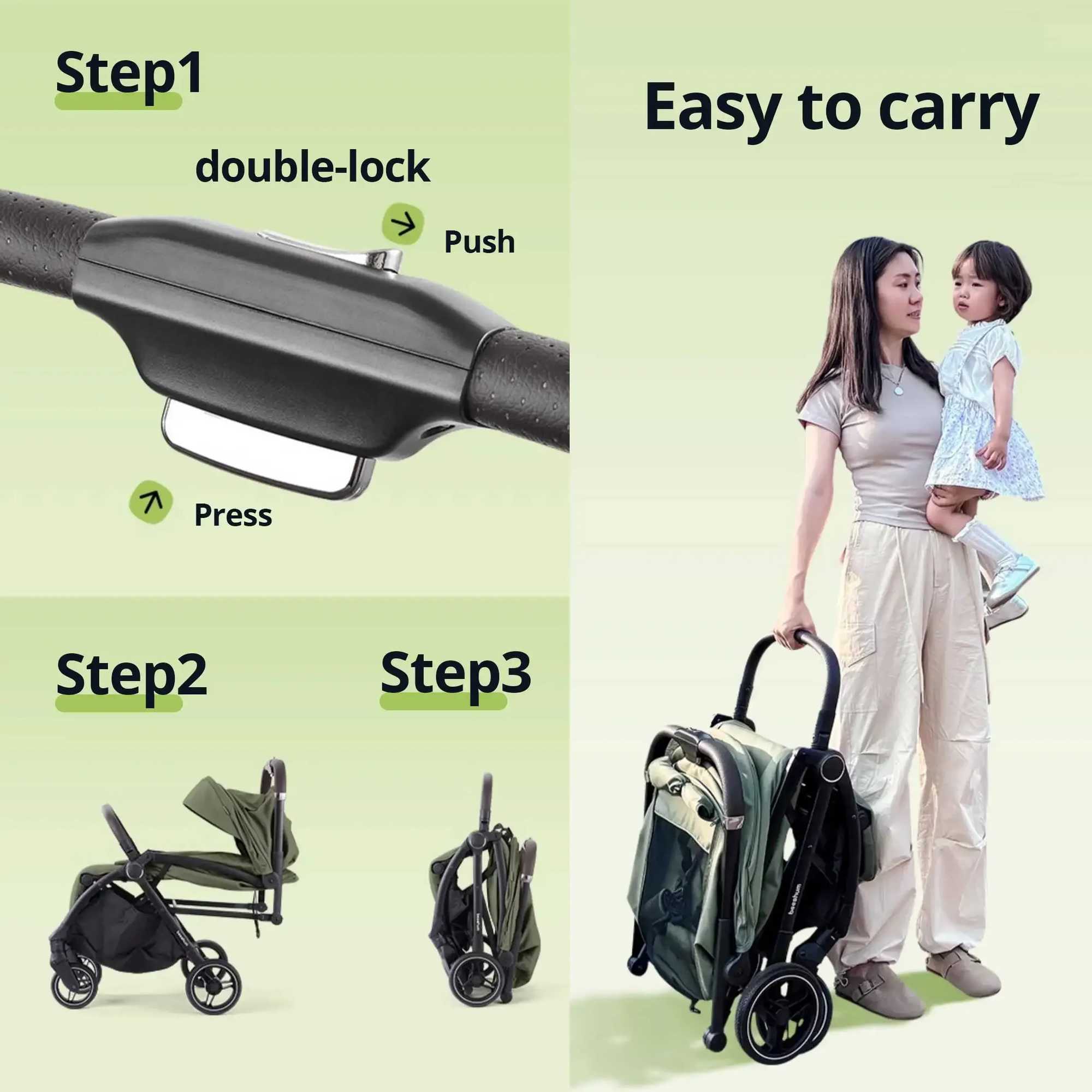 New automatic folding baby stroller with aluminum alloy frame lightweight and foldable baby stroller X250415