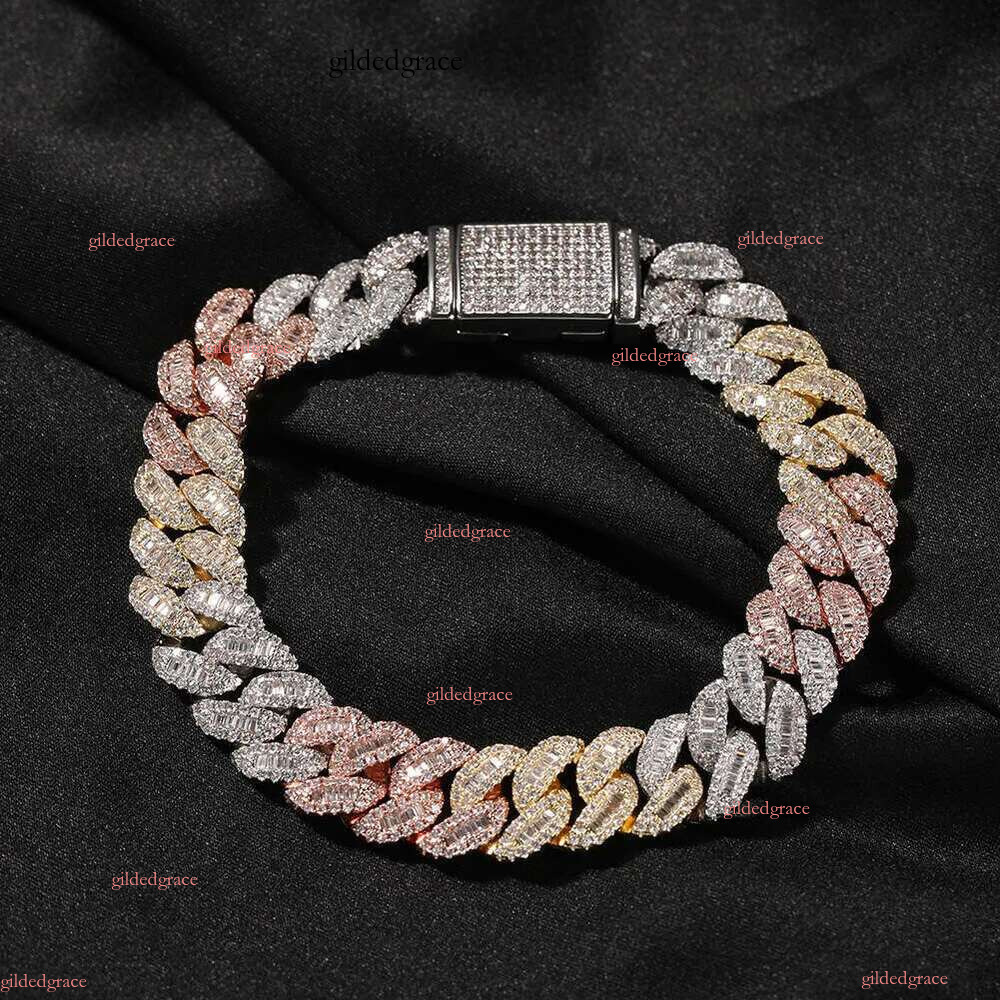 Pass Dia Tester Gra Certificates 6mm 8mm Width One Row Sterg Sier Vvs Moissanite Cuban k Chain Necklace NO1