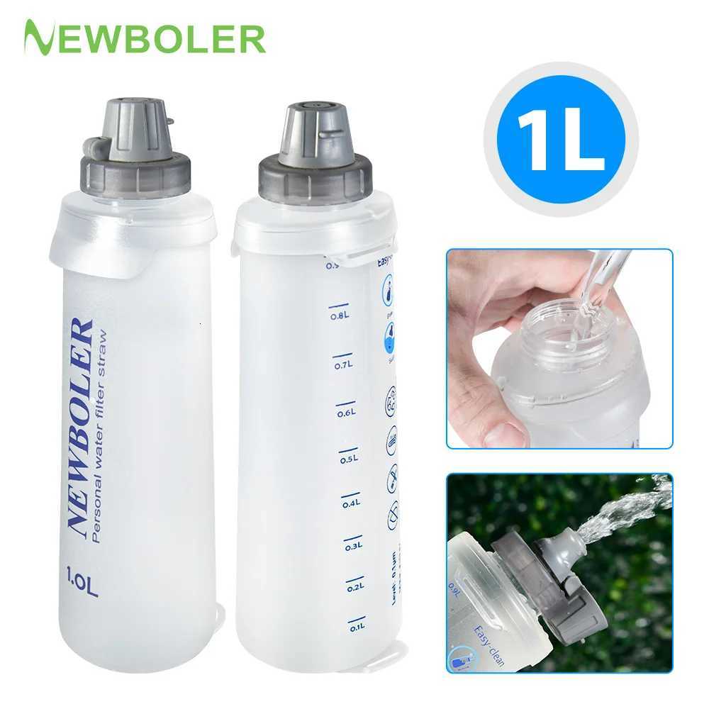 1L Folding Water Bottle TPU BPA-Free Collapsible Soft Flask Outdoor Sport Hiking Camping Running Portable Soft Water BottleW251114