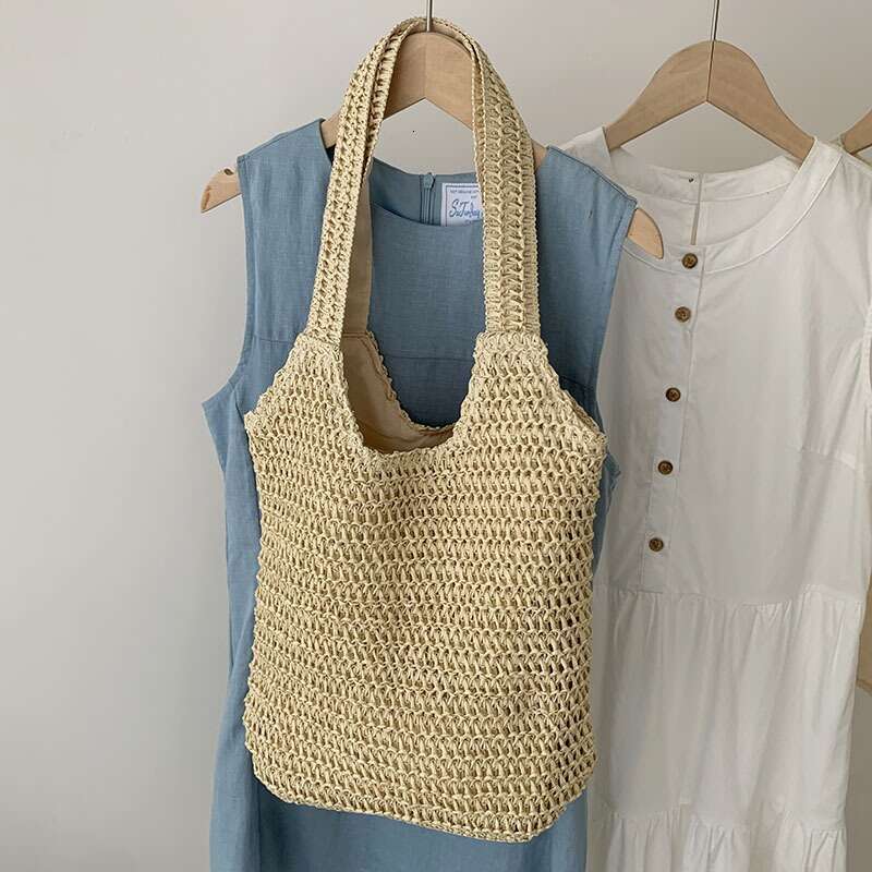 Handmade Beach Bag 2025 Summer Vacation Style Straw Shoulder New Tote Large Capacity Casual Handheld Woven Bag Kq2