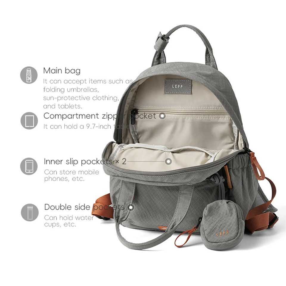 LEFF Small Womens Backpack New Outdoor Commuting Light Waterproof Backpack Casual Travel Female Backpacks Nylon Mini BackpackW251114