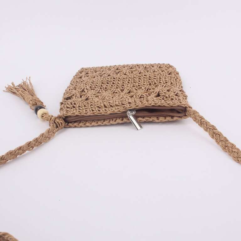 Handmade Beach Bag New Minimalist Hollow Tassel Crossbody Grass Handmade Woven Bag, Summer Vacation Beach Bag Kq2