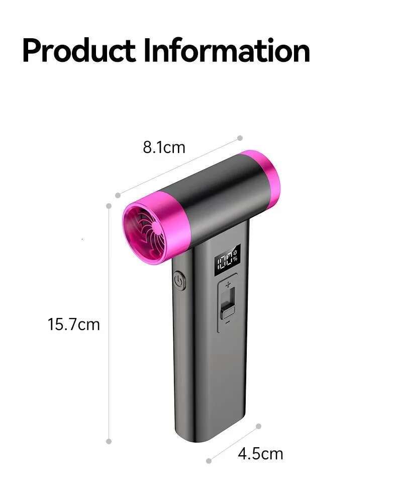 Portable Wireless Hair Multifunctional Air Duster Travel USB Rechargeable 110000RPM High Speed Blow Dryer Only Cold Wind