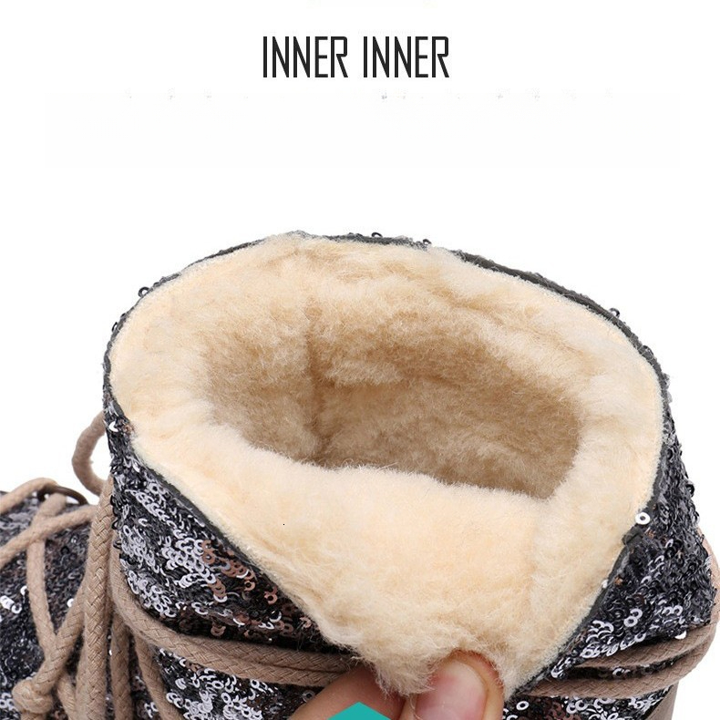 designer shoes Parent-Child Children Snow Winter Warm Fleece Lined Sequin Short Ski Space Boots for Girls Trendy