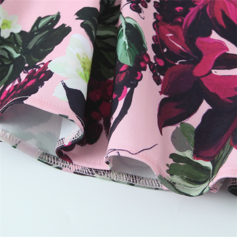 2025 Summer New Women's Wave Style Wide Swing Flower Printed Dress with strapless and backless Zipper Decoration