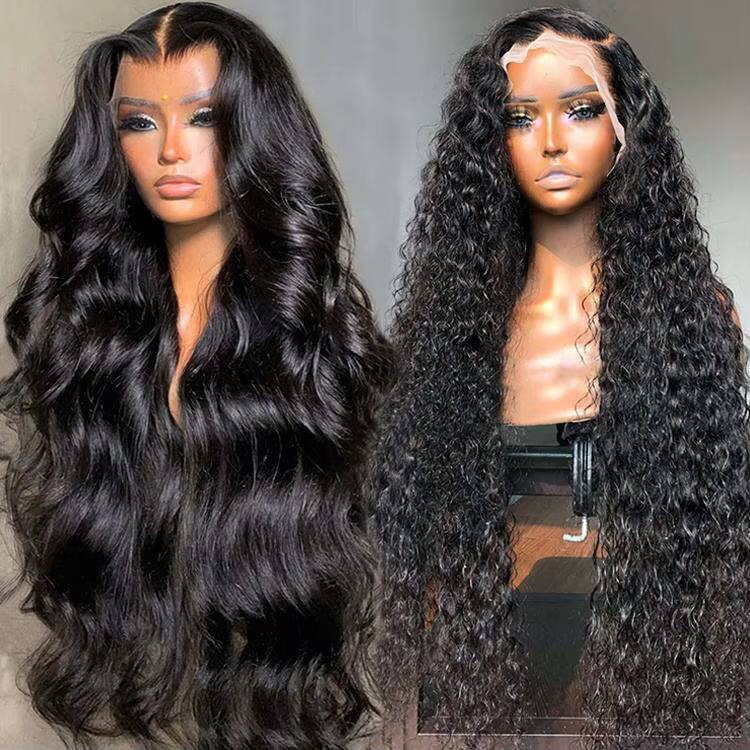 Raw Indian Hair Transparent Lace Front Human Hair Wigs Cuticle Aligned Deep Wave Full HD Lace Frontal Wigs for Black Women