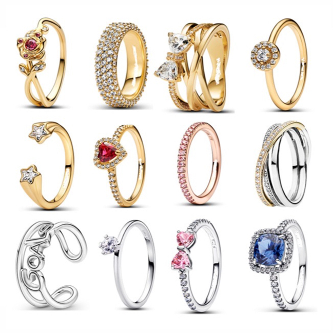 Classic Preppy Silver Plated Roses Full of Diamond Bows Pink Ring Brand Designer Rings Luxury Jewelry Gifts for Friends and Girlfriends