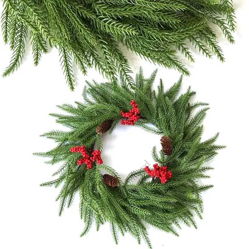 K43D Portable Christmas Pine Cone Red Berries Garlands Door Hanging Plastic Holiday DecorsM251115