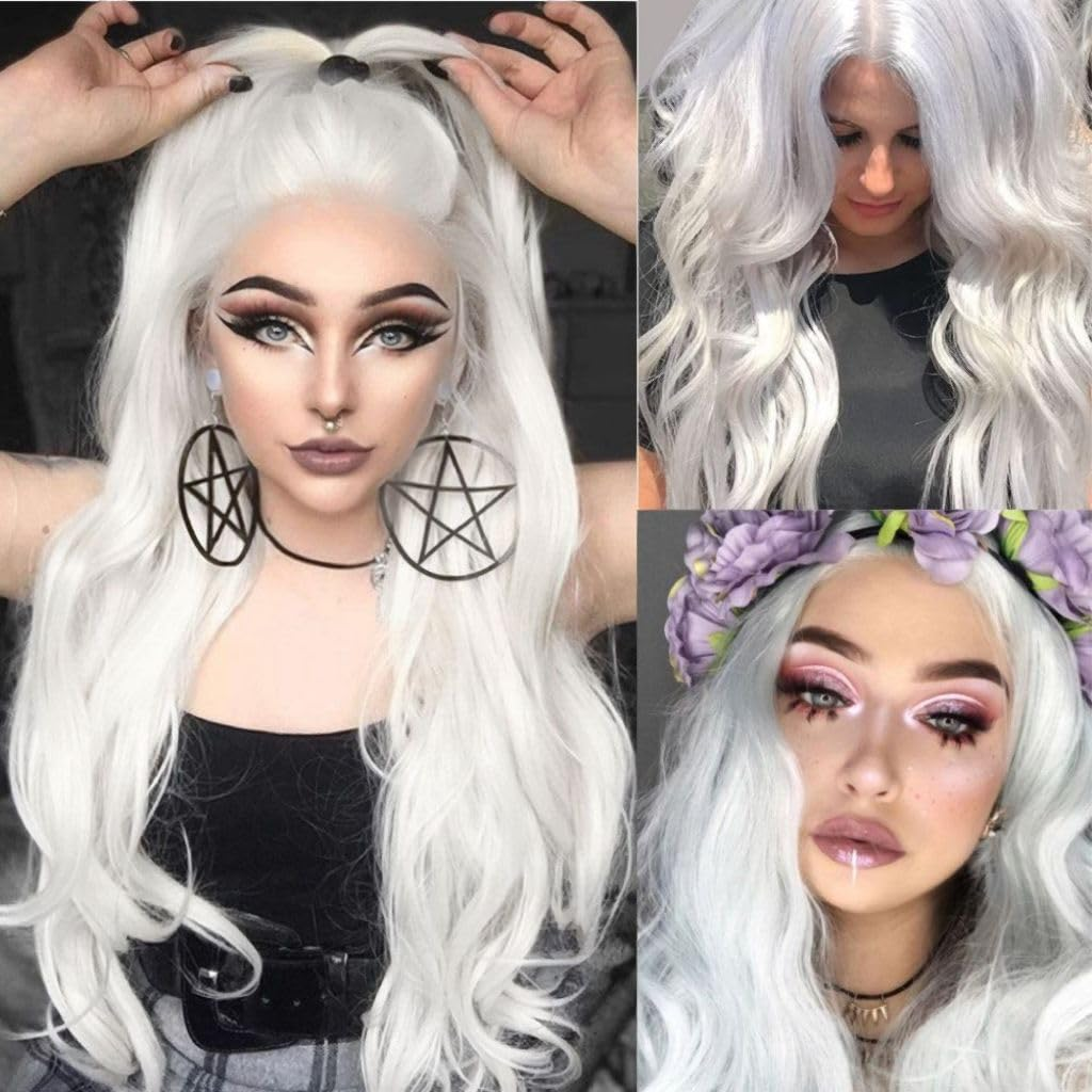 13x4 HD Blonde Body Wave Wigs PrePlucked Look Like Human Hair Lace Front Wig Water Wave Ready To Wear For Black Women Synthet Silky Wig Closure Free S