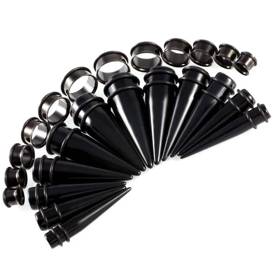 FHJEWE 24 pcs Gauge Kit Stainless Steel Flared Ear Stretching Kit Punk 10mm-20mm Plugs and Tapers Ear Expander Tunnel Gauges Set 250408