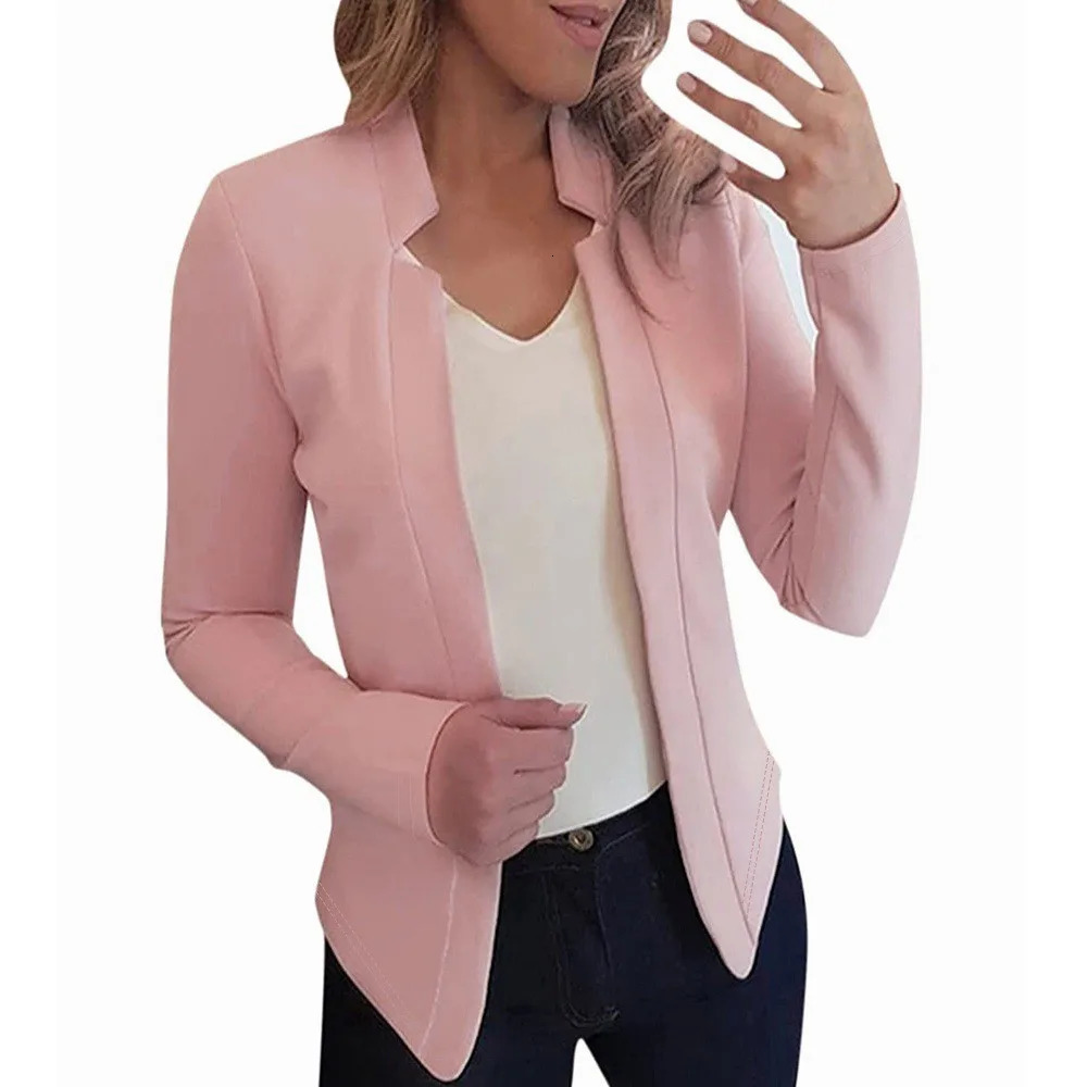 2025 Womens Thin White Blazer Summer Autumn Slim Fit Long Sleeve Open Stitch Office Coat Tops Black Ladies Fashion Outwear 250415
