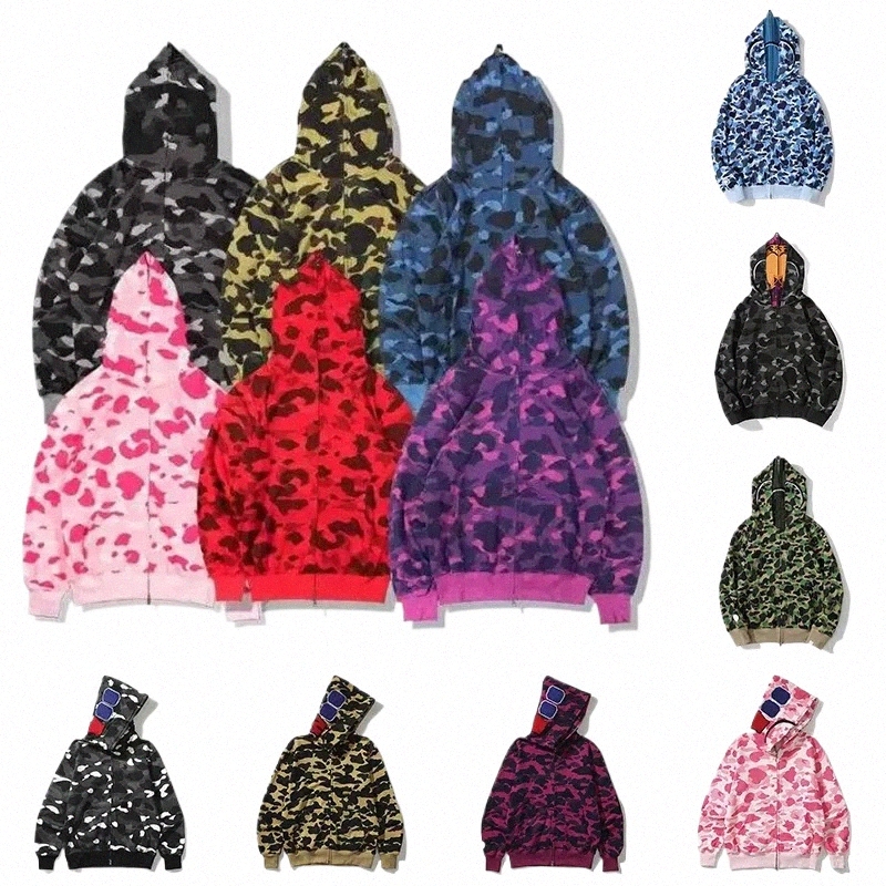 designer cotton hoodie mens shark hoodies fashion sharks print hoody sweatshirt casual loose long sleeve full zip up overshirt print hooded sweatshirt