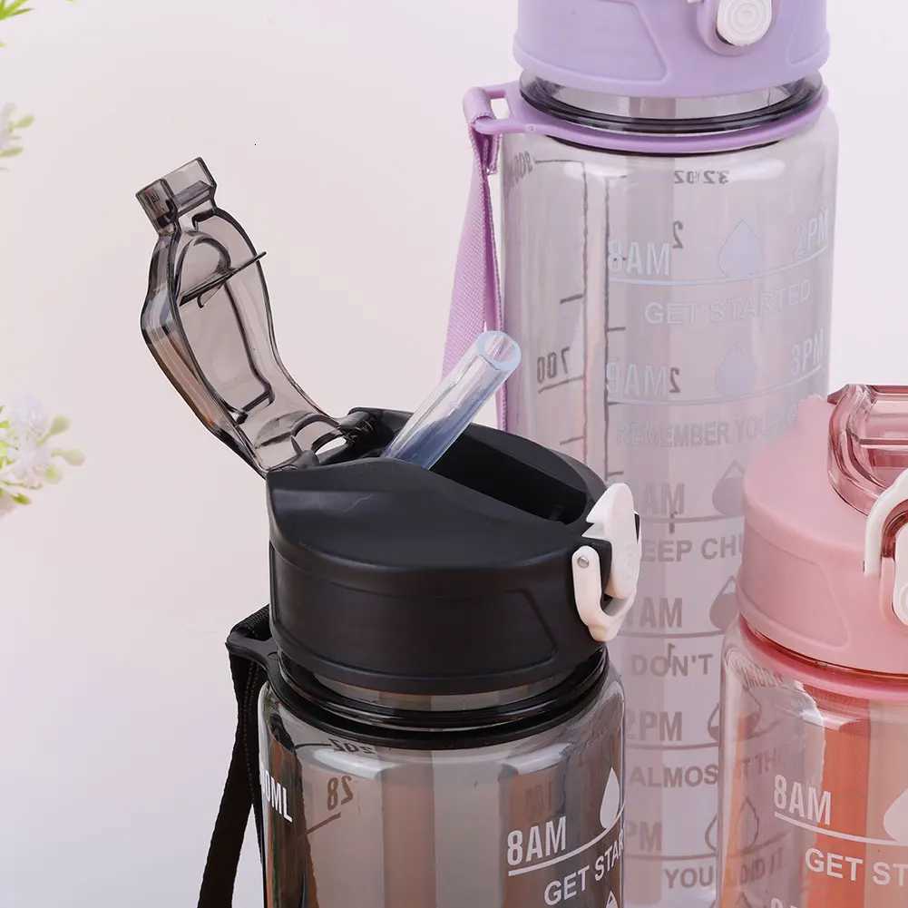 800ml Outdoor Travel Bottle with Straw Handle Gym Fitness Jug Large Capacity Motivational Drinking Bottle for Boys GirlsW251114