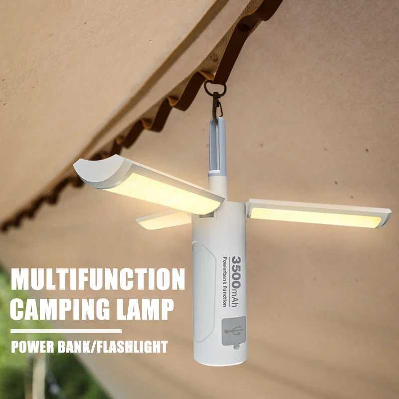 COB LED Camping Lamp Rechargeable Three Leaf Lighting Work Light Portable Outdoor Emergency Torch Mobile Power Supply M251115