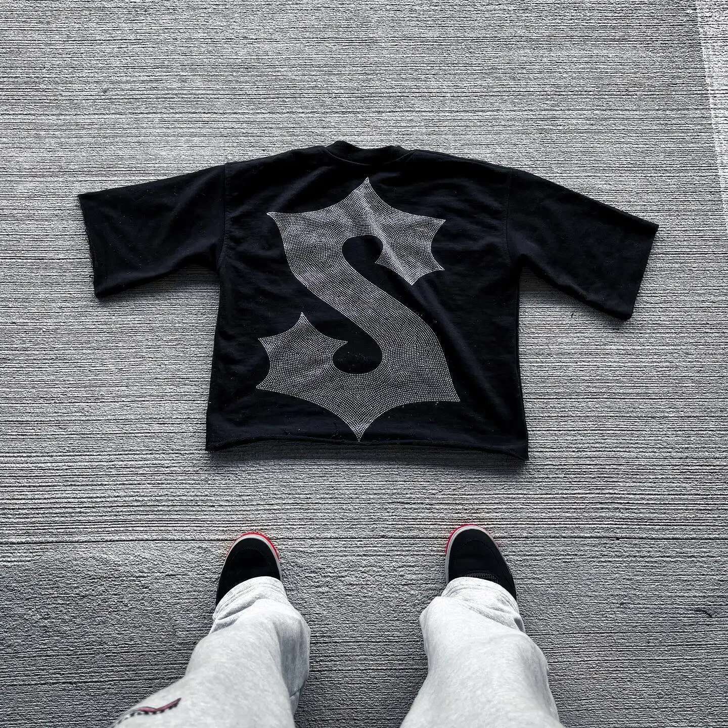 American Vintage Cross Oversized Fashion Trend Loose Short Sleeve T-Shirt Graphic T Shirts Women Clothes