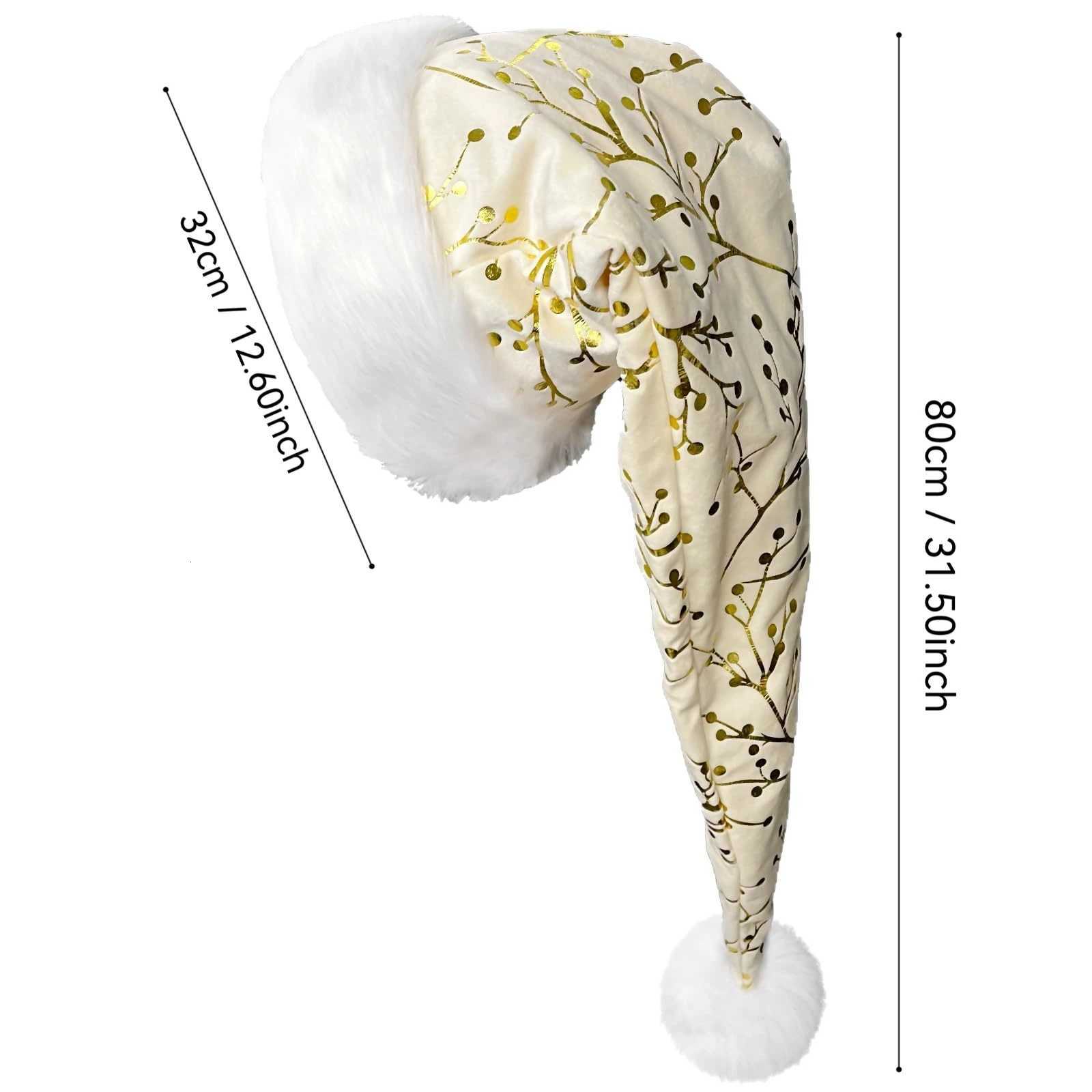 Extended Christmas Hat with Imitation Gold-Stamped Pattern Christmas Party Costume Matching Santa Hat Shooting Props Accessories Y251115